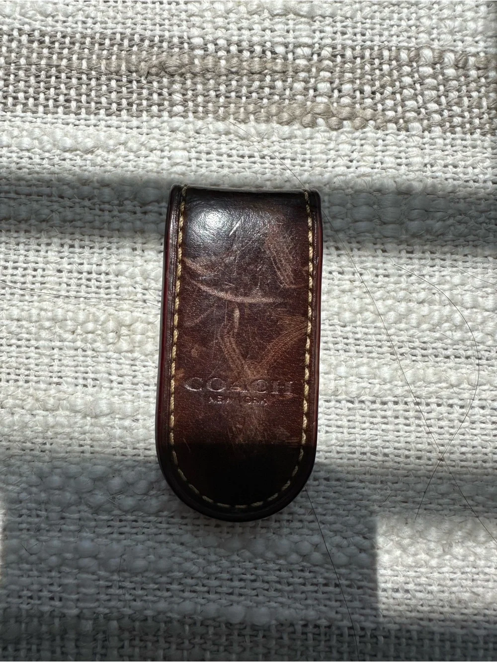 Coach Dark Brown Leather Money Clip